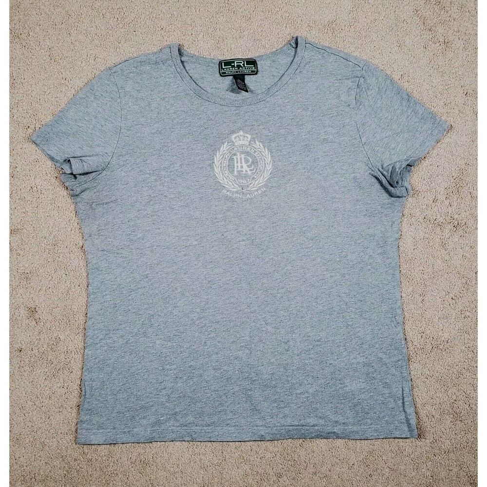 Vintage Lauren Active Ralph Lauren Heritage Crest Tee Embroidered Size L  Gray